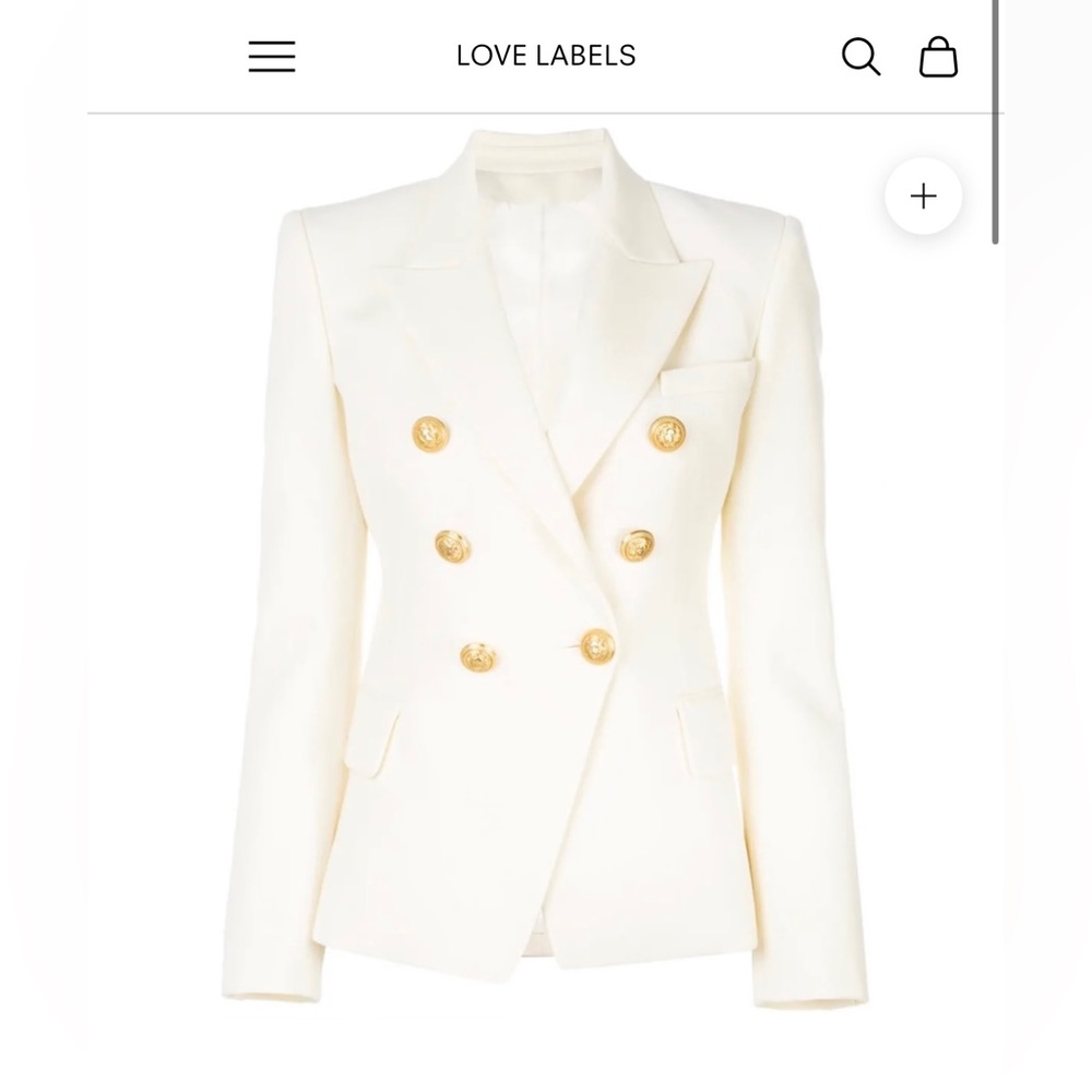 Off White LOVE LABELS Gold Button Blazer, Size Small